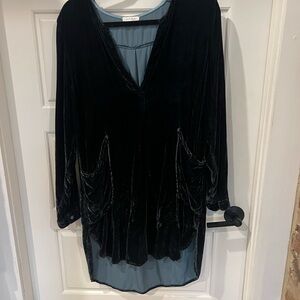 Free People Elegant Green Velvet Women's Tunic/dress